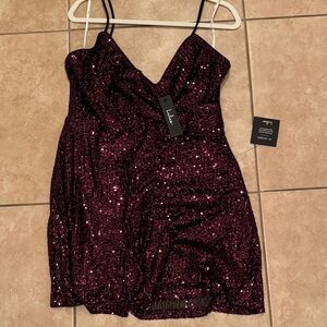 Lulu's Burgundy Sequin Mini Dress